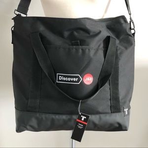 TRANZIP Black Nylon Zippered Tote Bag